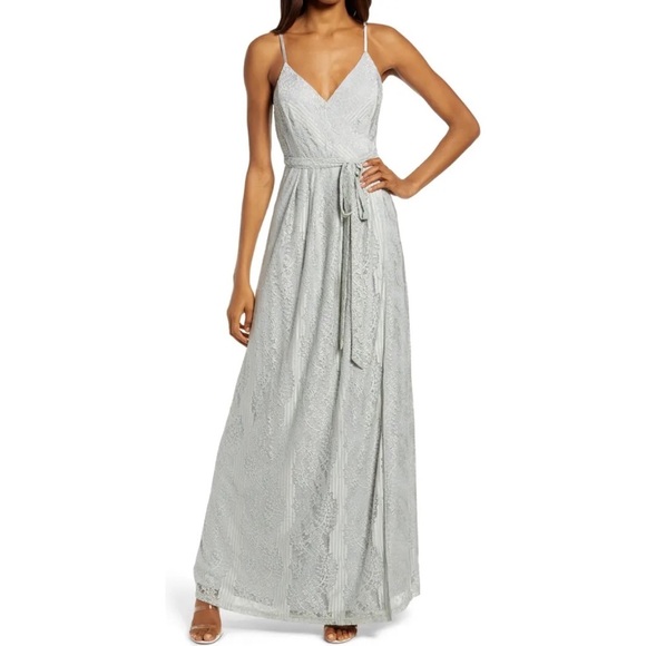 Lulus Dresses & Skirts - Lulu’s LOVELY IN LACE EMBROIDERED WRAP GOWN 🌺IN STORES🌺
